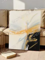 Abstract Yellow & Black Canvas Wall Art for Living Room Home Decor – вид 4