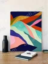 Abstract Colorful Geometric Wave Canvas Print for Living Room Decor