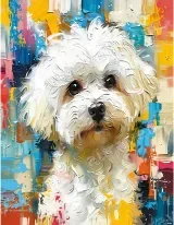 Colorful Abstract White Puppy Canvas Wall Art for Home Decor wall art print