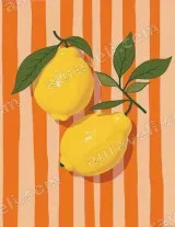 Lemon Striped Canvas Wall Art for Living Room Home Decor wall art print