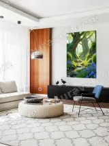 Enchanted Forest Stream with Blue Flowers Canvas Wall Art for Home Decor – вид 5
