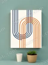 Blue & Orange Retro Geometric Lines Canvas Wall Art for Home Decor – view 3