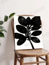 Black Botanical Leaf Silhouette Canvas Wall Art for Living Room Decor – view 4