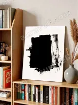 Abstract Black Ink Brushstroke Canvas Wall Art for Modern Home Decor – view 4