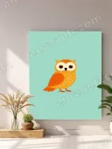 Cute Cartoon Orange Owl Canvas Wall Art for Living Room Home Decor – view 3