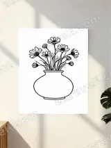 Minimalist Daisy Vase Line Art Canvas Wall Art for Home Decor – view 3