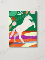 Colorful Abstract White Horse Canvas Wall Art for Living Room Decor – вид 3