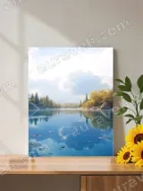 Serene Lake Forest Landscape Canvas Wall Art for Living Room Home Decor