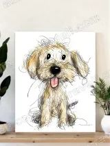 Cute Puppy Sketch Canvas Wall Art for Living Room Home Decor – view 4