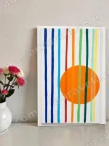 Abstract Color Stripes & Orange Circle Wall Art for Living Room Decor – view 2