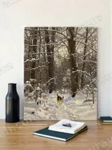 Dog in Snowy Forest Canvas Wall Art for Home Decor