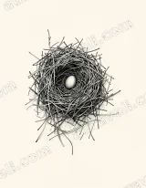 Bird Nest with Egg Line Art Canvas Wall Art for Home Decor wall art print