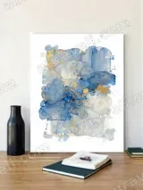 Abstract Blue & Gold Fluid Canvas Wall Art for Home Decor