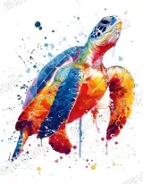Colorful Sea Turtle Watercolor Splatter Canvas Wall Art for Home Decor wall art print
