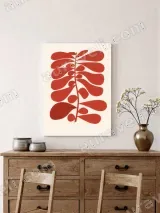 Red Abstract Botanical Canvas Wall Art for Living Room Decor – вид 2