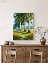 Birch Trees & Orange Flowers Pathway Canvas Wall Art for Home Decor – view 2
