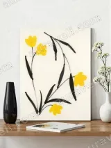 Minimalist Yellow Floral Canvas Wall Art for Home Decor