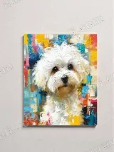 Colorful Abstract White Puppy Canvas Wall Art for Home Decor – вид 2
