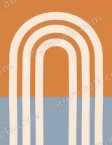 Terracotta Blue Geometric Arch Canvas Wall Art for Living Room Decor wall art print