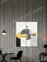 Abstract Geometric Gold & Marble Canvas Wall Art for Living Room Home Decor – view 3