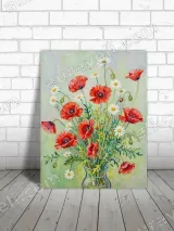 Vibrant Poppy Daisy Floral Canvas Wall Art for Living Room Home Decor – вид 3