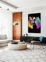 Colorful Zebra Duo Canvas Wall Art for Living Room Home Decor – вид 4