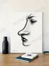 Charcoal Facial Sketch Canvas Wall Art for Living Room Decor