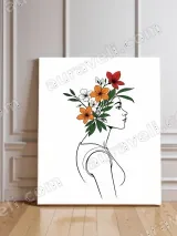 Floral Woman Line Art Canvas Wall Art for Living Room Bedroom Home Decor