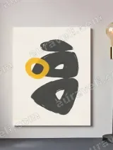 Abstract Black & Yellow Circle Canvas Wall Art for Living Room Home Decor – view 2