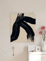 Minimalist Abstract Black Brushstroke Canvas Print - Living Room Decor – view 3