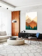 Warm Layered Mountain & Pine Tree Canvas Wall Art for Living Room Decor – view 5