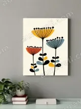 Mid - Century Modern Floral Canvas Wall Art for Living Room Home Decor
