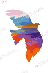 Colorful Sunset Dove Silhouette Canvas Wall Art for Home framed modern decor