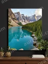 Snow - Capped Mountain Lake Forest Canvas Wall Art for Home Decor