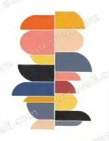 Mid - Century Modern Abstract Geometric Canvas Wall Art framed for home decor