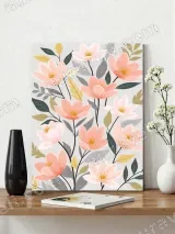 Blush Floral Canvas Wall Art for Bedroom Living Room Home Decor