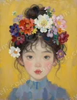 Girl with Floral Hair Oil Painting Canvas Wall Art for Home Decor wall art print