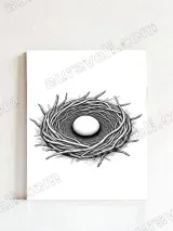 Bird Nest with Egg Sketch Canvas Wall Art for Home Decor