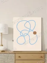 Abstract Blue Line & Brown Dot Canvas Wall Art for Living Room Home Decor – вид 4