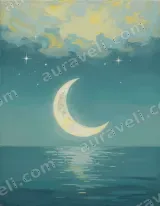 Dreamy Moon & Ocean Night Canvas Wall Art for Bedroom Living Room Decor wall art print