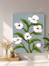 White Flower Botanical Canvas Wall Art for Living Room Home Decor – view 4