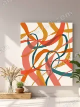 Abstract Colorful Curves Canvas Wall Art for Living & Bedroom Decor – view 4