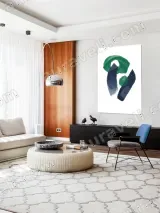 Abstract Green Navy Shapes Canvas Wall Art for Living Room Home Decor – view 4
