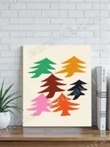 Colorful Abstract Pine Trees Canvas Wall Art for Living Room Home Decor
