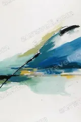 Abstract Blue Green Wave Canvas Wall Art for Living and framed modern home decor