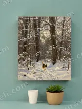 Dog in Snowy Forest Canvas Wall Art for Home Decor – вид 4
