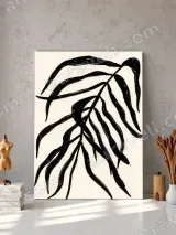 Black Palm Leaf Canvas Wall Art for Living Room Home Decor