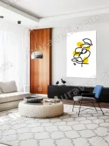 Abstract Line Art Canvas Wall Art with Yellow Dots for Living Room Decor – view 5