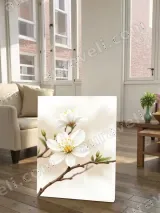 White Floral Blossom Canvas Wall Art for Bedroom & Living Room Decor – view 2