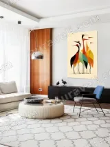 Mid - Century Modern Abstract Crane Canvas Wall Art for Home Decor – вид 5